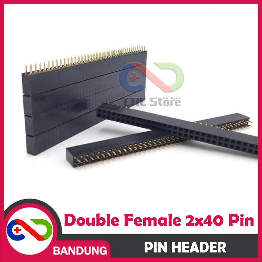 PIN HEADER STRIP FEMALE DOUBLE ROW 2X40 2.54MM BLACK HITAM