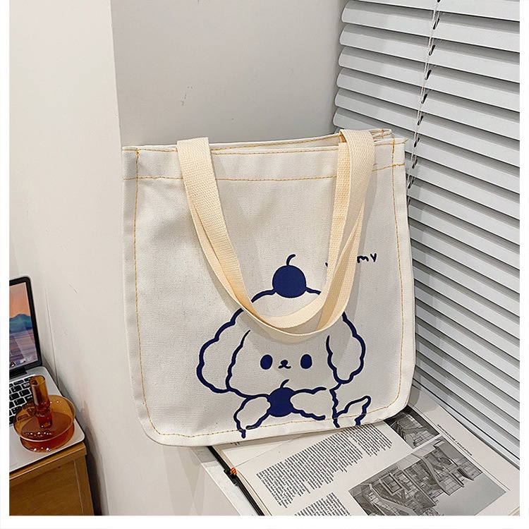 Tas Selempang Wanita Bahan Canvas Model Korea Motif Beruang dan Kelinci