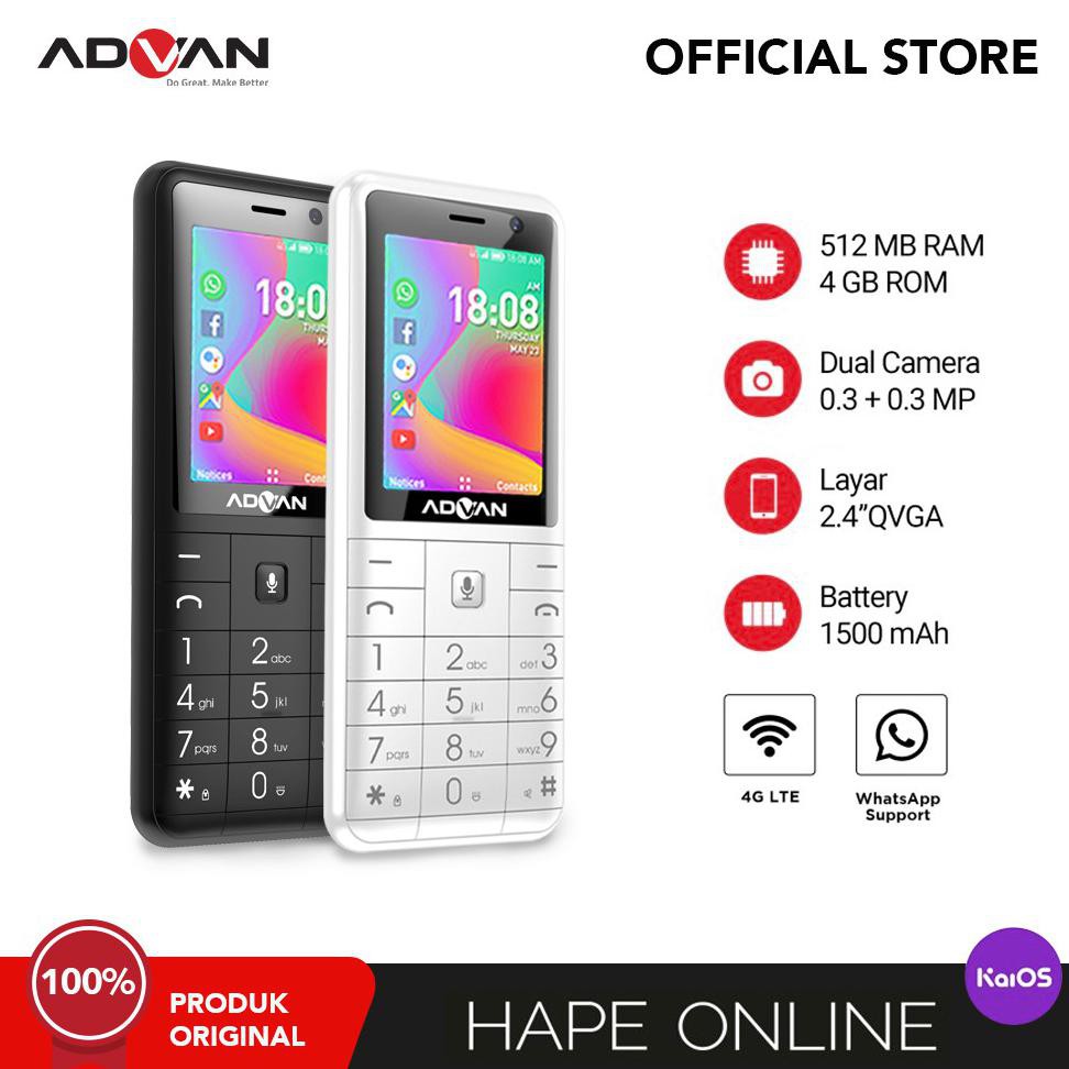 ✨ BISA COD✨ Advan Smart Feature Phone KaiOS 2.4 Inci Indosat Garansi Resmi (Hitam) FREE ONGKIR