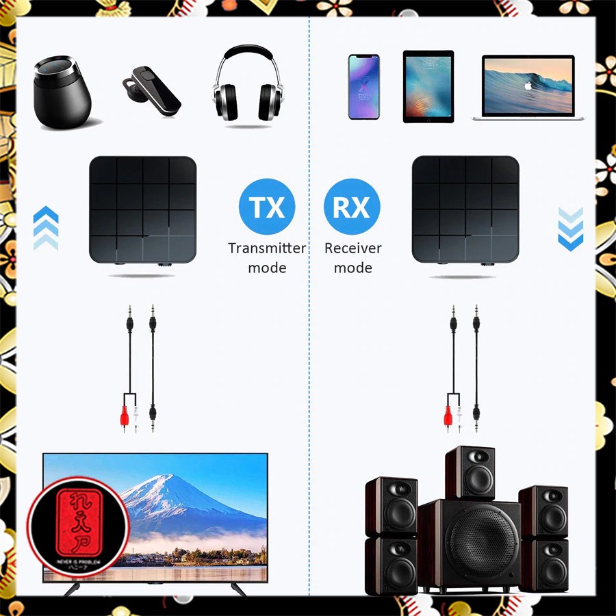 TaffSTUDIO 2 in 1 Audio Bluetooth 5.0 Transmitter &amp; Receiver 3.5mm - KN321 - Black