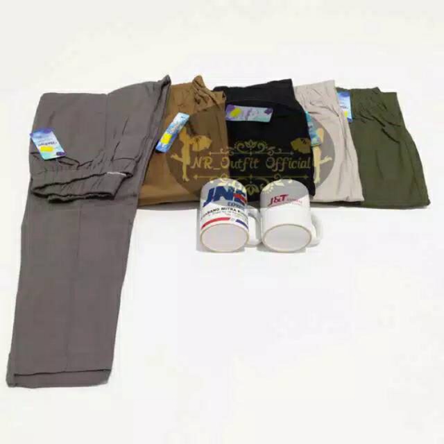 Baggy Pants Nokya Big Size Jumbo Katun Twill Stretch Pinggang Karet Muter NR_Outfit Official COD