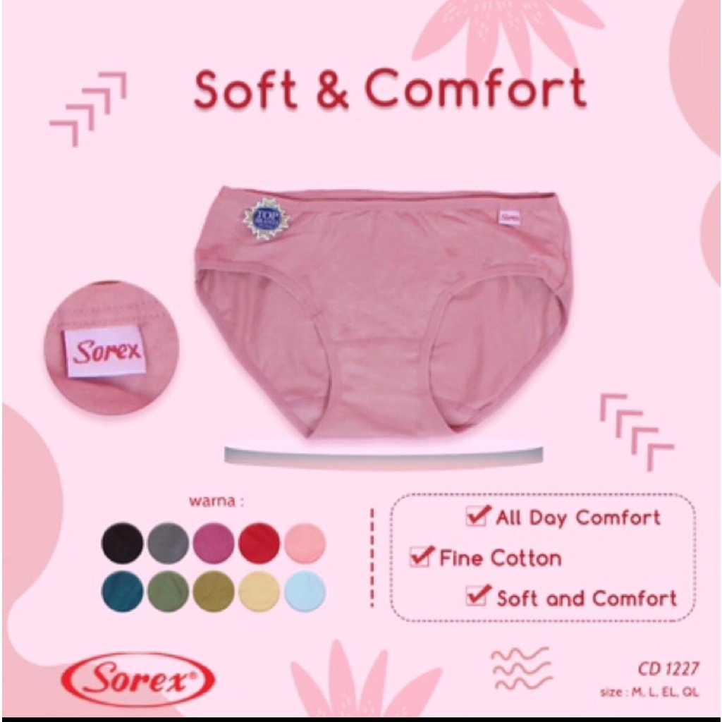 ORIGINAL ! CD SOREX 1227 SOREX MINI BAHAN KATUN - CD WANITA INI BASIC KATUN - CD LOW WAIST SEPINGGUL - ASLI SOREX - BAHAN KATUN SUPER LEMBUT - CD SOREX SUPER MURAH TERLARIS - CELANA DALAM WANITA ANAK REMAJA ADA SIZE M L EL XL QL XXL