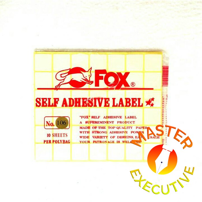 [Pak - 10 lembar] Fox Label Stiker 106 / Undangan / Nama / Self Adhesive Sticker