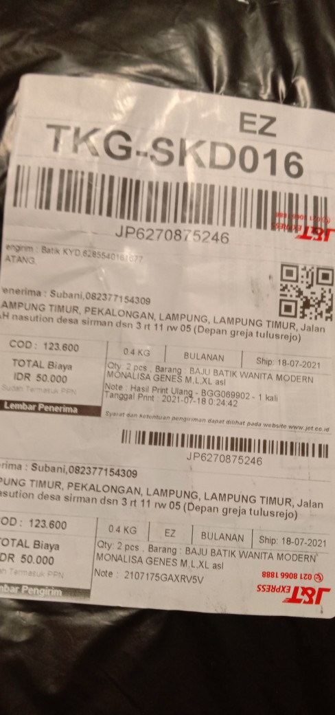 Baju Batik Wanita Modern Monalisa Genes M,l,xl Asli Pekalongan
