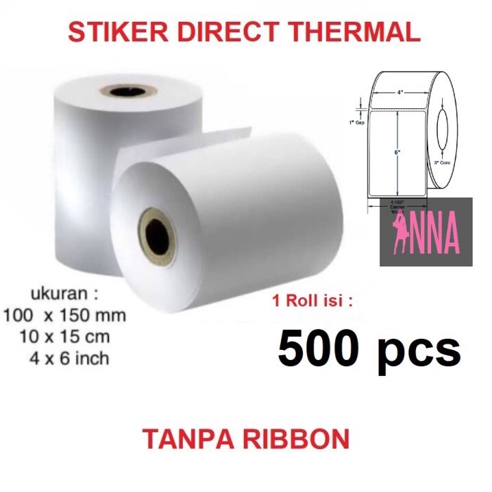 

Diskon LL05 Label Barcode 100 X 150 mm Sticker Direct Thermal A6 Roll 500 pcs Termurah