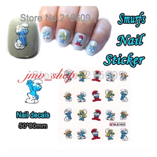 Smurfs Water Decal Transter Nail Art Sticker/stiker kutek