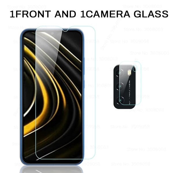 POCO M3 TEMPERED GLASS LAYAR DAN CAMERA ANTI GORES KAMERA