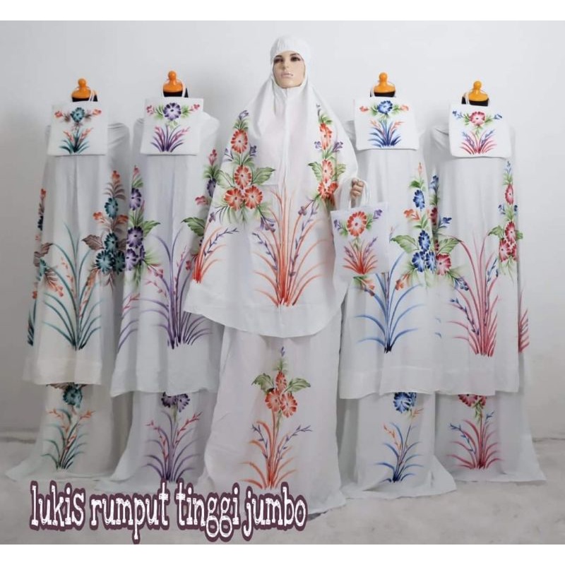 mukena lukis / mukena lukis bali / mukena dewasa / mukena jumbo / mukena rayon / mukena putih