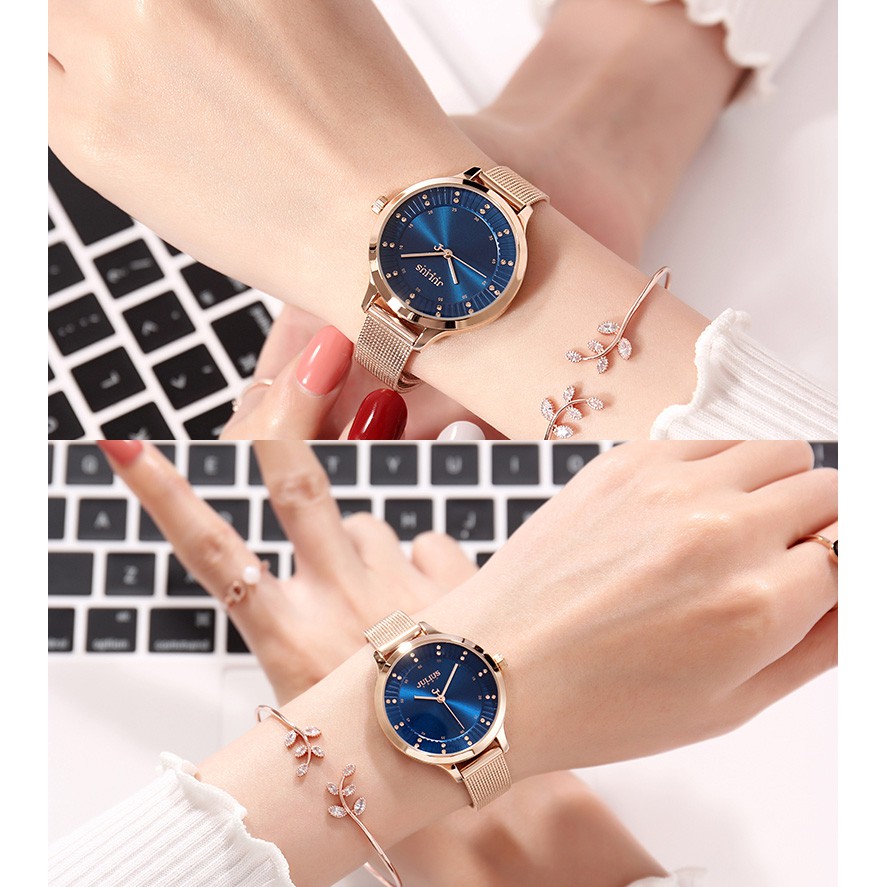 Julius JA-1058 / JA1058 ORIGINAL Jam Tangan Stainless Steel Wanita - Silver Rose Gold Blue Black