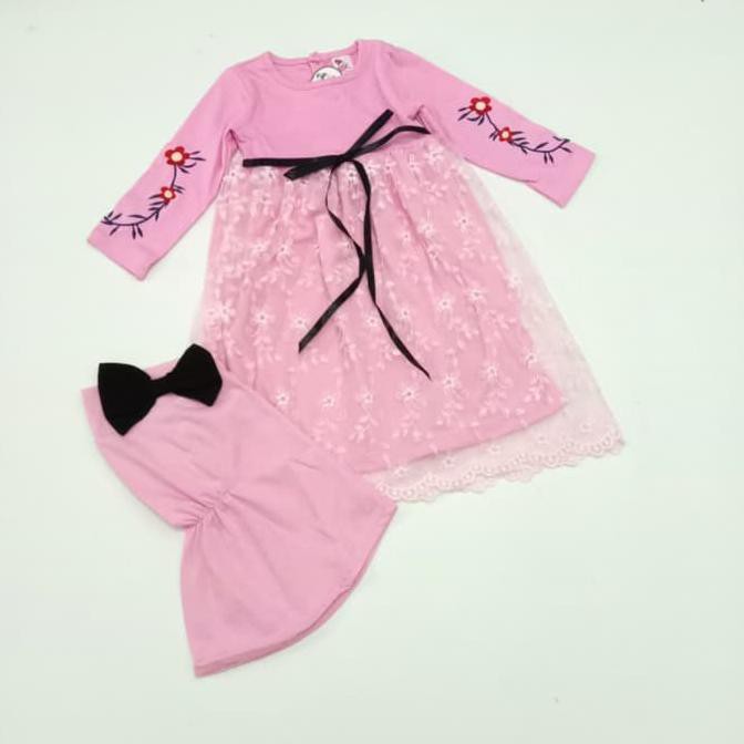 Recomended Baju Muslim Gamis Anak Bayi Perempuan Brokat Bunga Pt470030 Terbaru