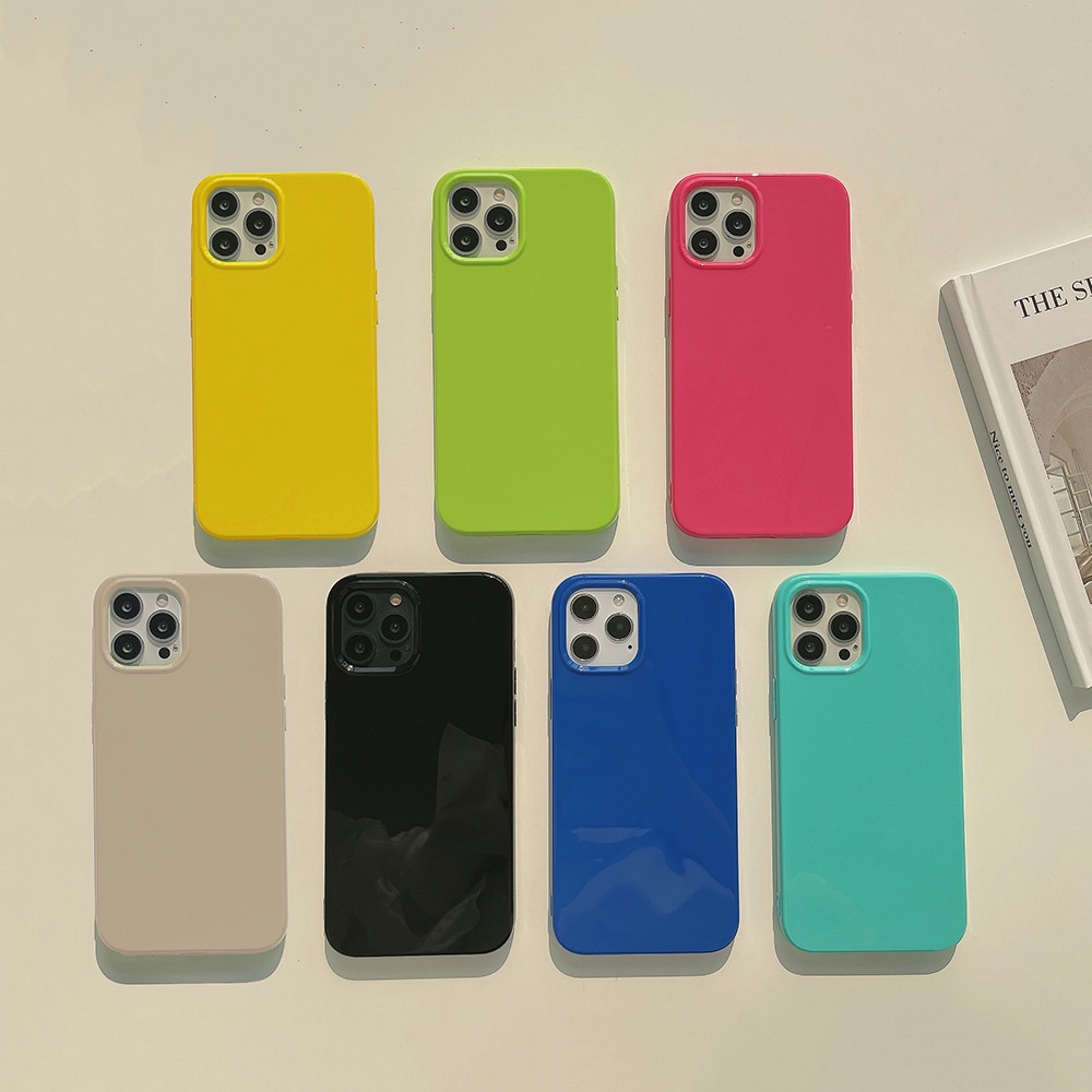 IPHONE Casing TPU Warna Permen Hitam Biru Hijau Kuning Untuk Iphone14Pro MAX Casing Cover Pelindung AT0175