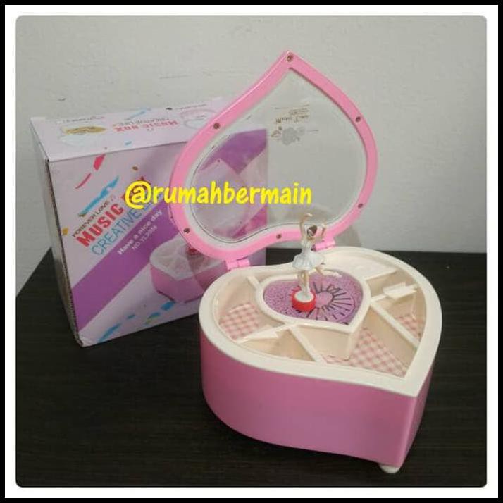 Terlaris Kotak Musik Bentuk Love Pink Ballerina Music Box Kotak Perhiasan Kado