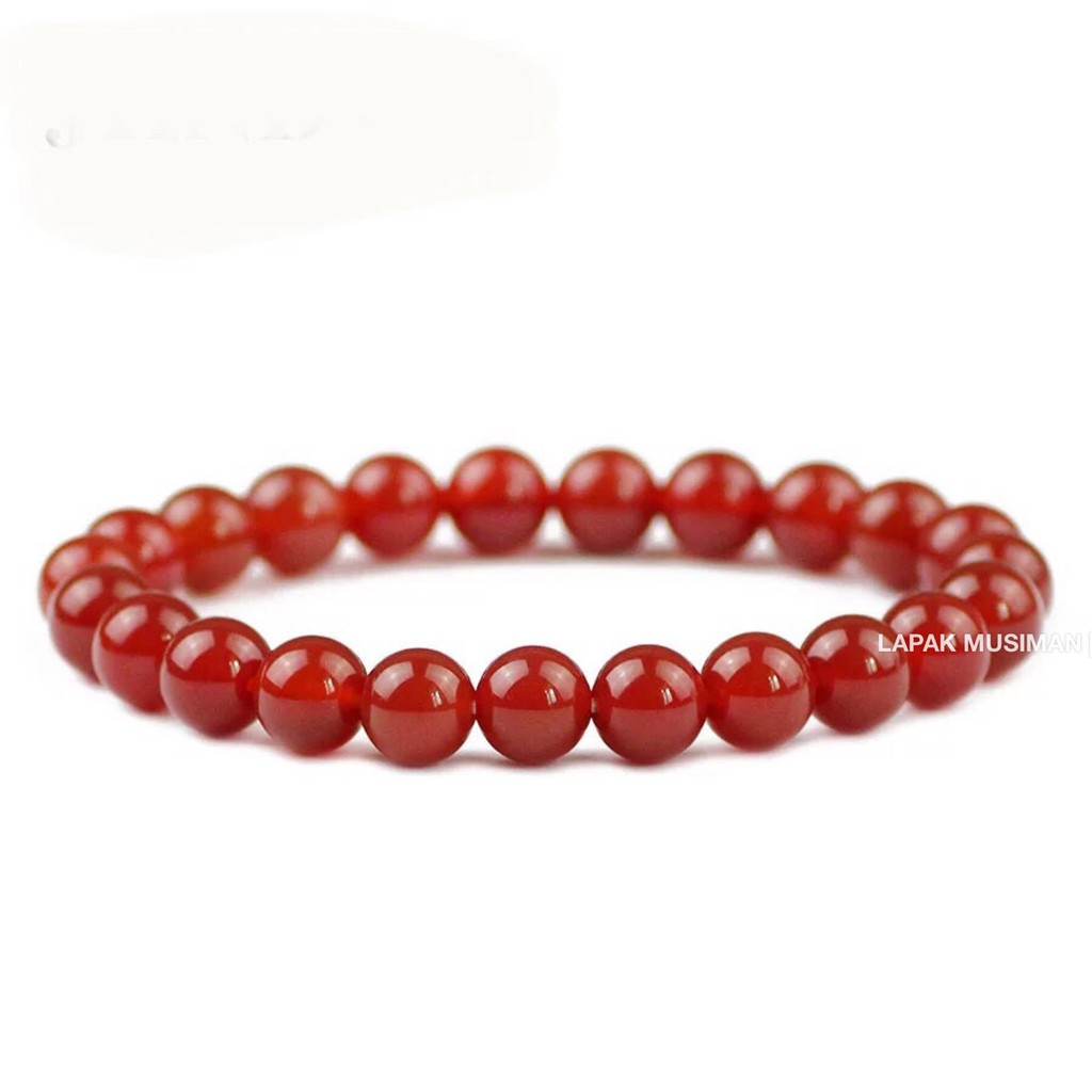 [Bayar di Tempat] GELANG BATU GIOK MERAH ASLI ORIGINAL 8MM