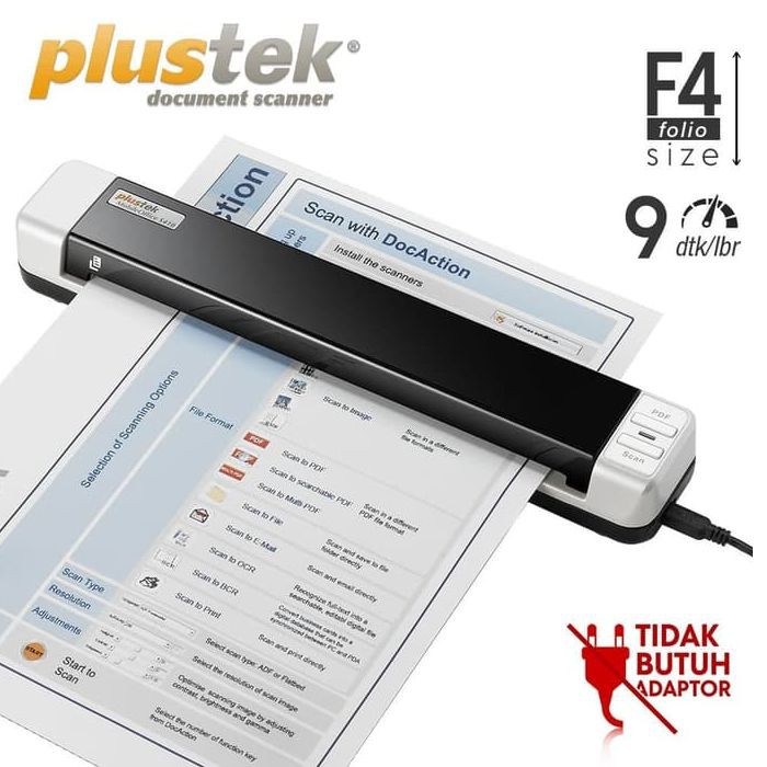 scanner plustek portable S410 - Folio/F4 - 9dtk/lembar