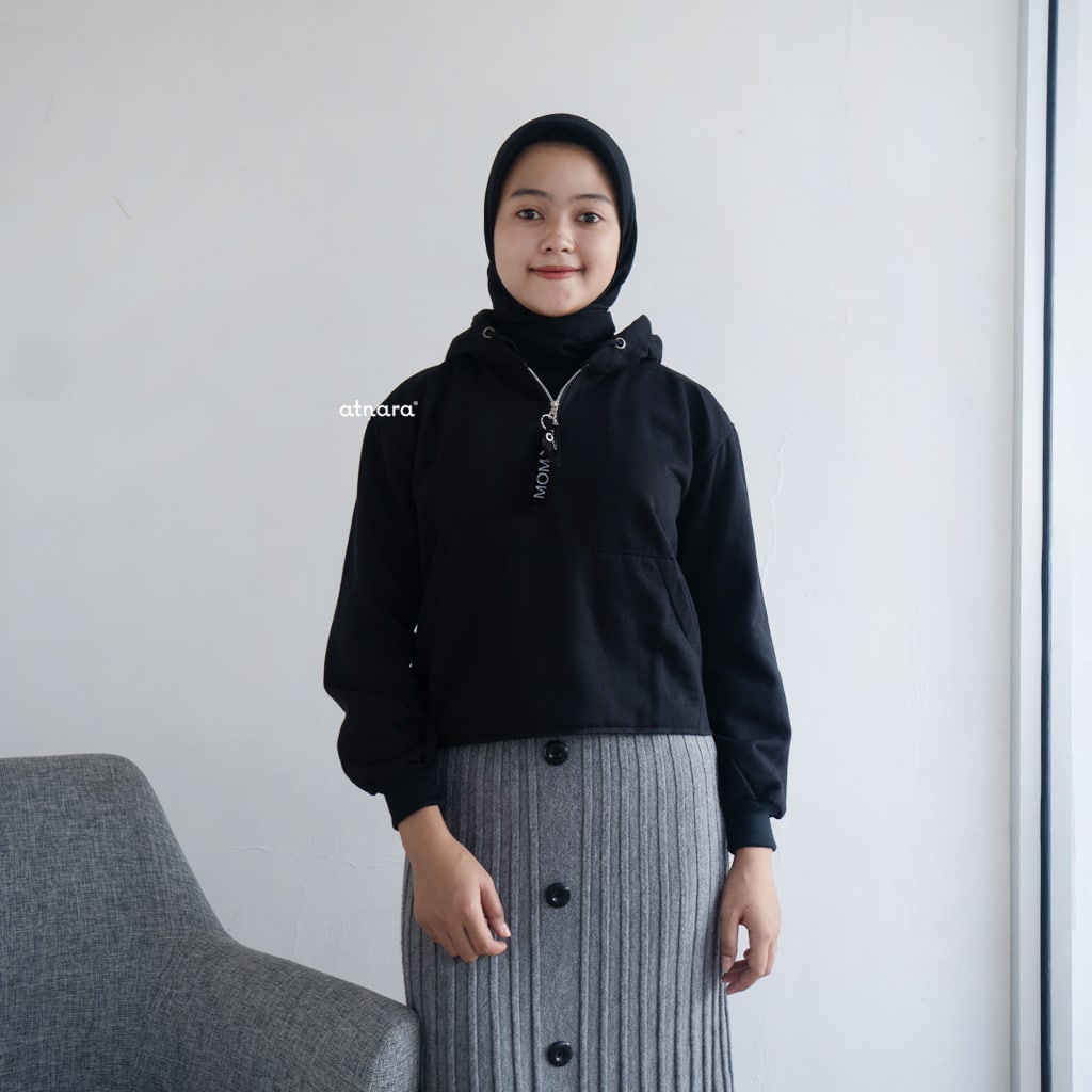 Nara Grosir - Moma Crop l Sweater Hodie Wanita