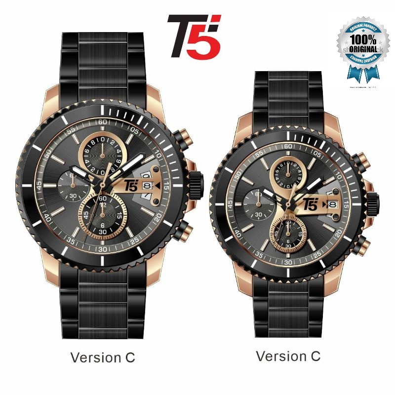 Jam Tangan Pria T5 H3826 couple series original T5 H 3826 Analog Cronograph