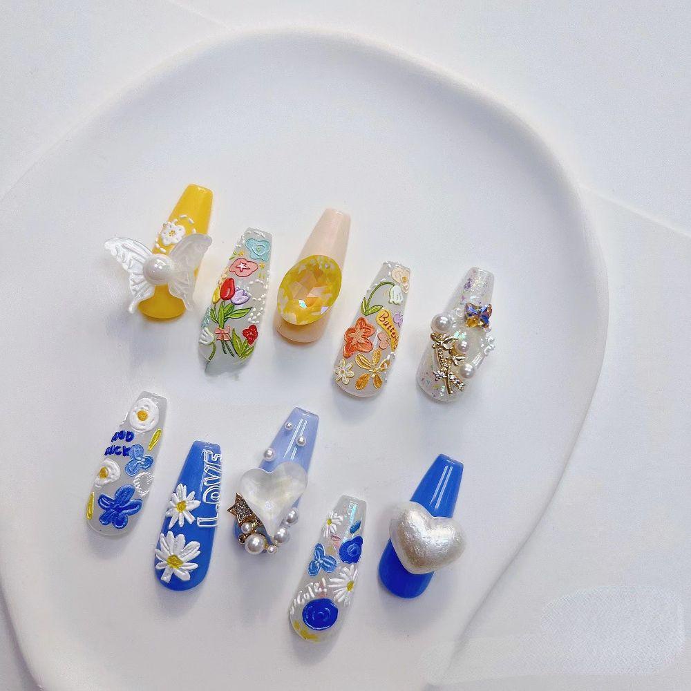 Mxbeauty Kuku Timbul Stiker Bunga Crayon Kuku Kecantikan Dekorasi Kuku Salon Kuku DIY Stiker Kuku 5D Perekat Stiker