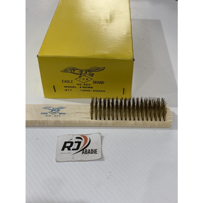 Sikat Kawat Kuningan Gagang Kayu 8 Baris Eagle [12pc]