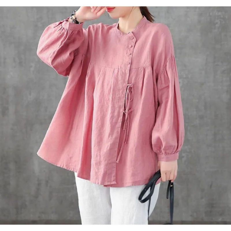 Vaza Blouse/blouse oversize/blouse jumbo wanita/blouse linen/blouse korea