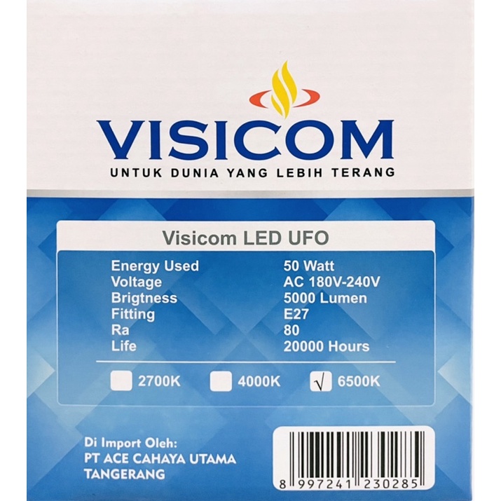 Lampu Led Ufo 50 watt 50 w Visicom White Putih E27