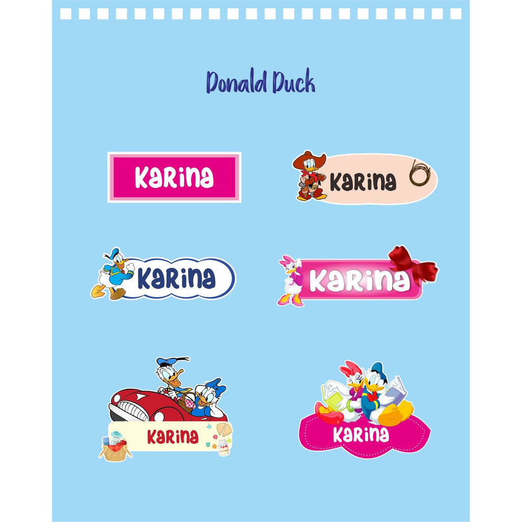 

192pcs Stiker Label Nama Kekinian Tahan Air & Anti Luntur untuk Umum Tema Donald Duck