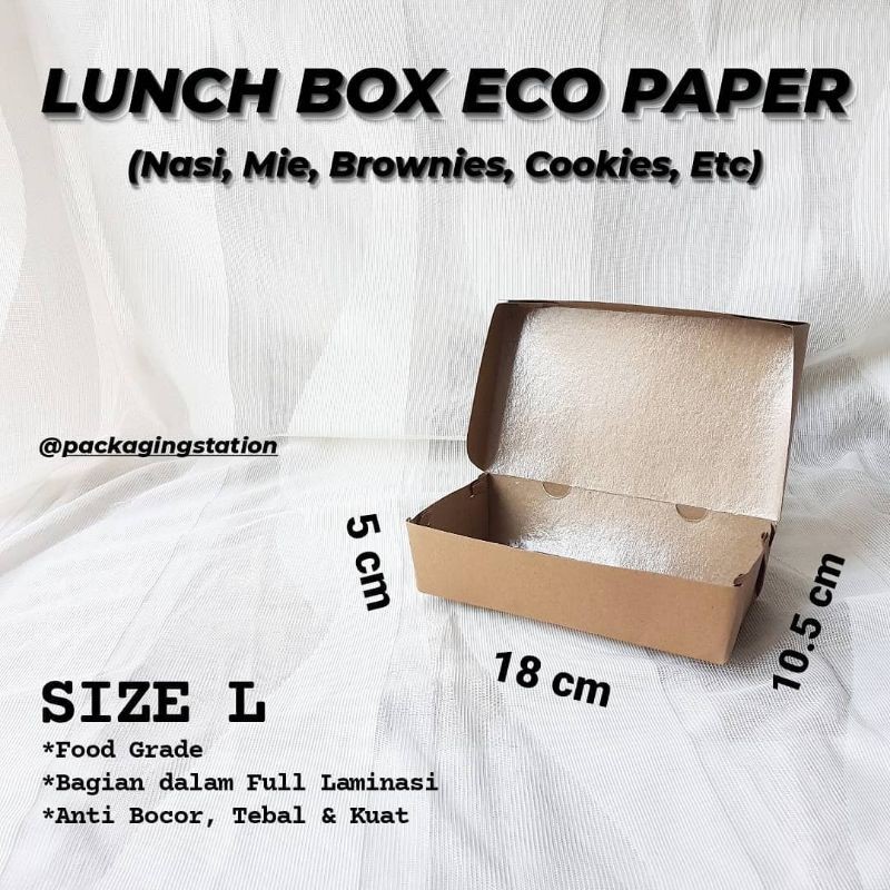 (100 PCS) Lunch Box Eco Paper Polos Size L / Kotak Takeaway / Kotak