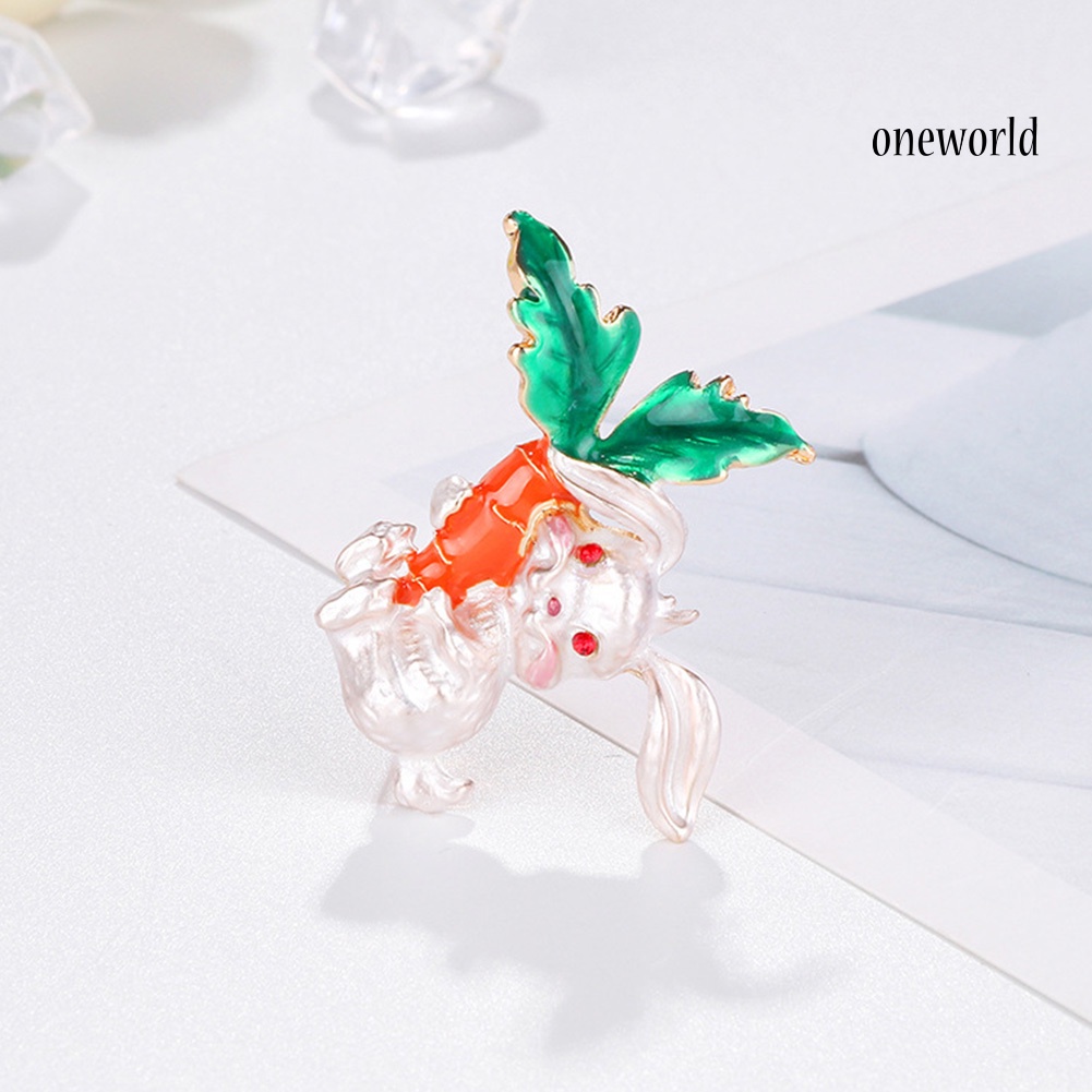 OW@ Unisex Rabbit Carrot Enamel Alloy Brooch Pin Badge Suit Corsage Lapel Decor