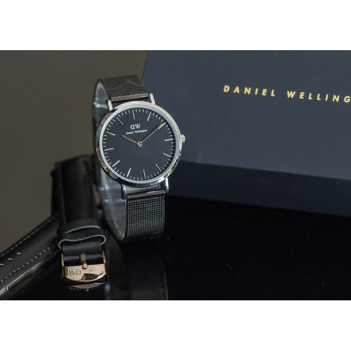 Jam Tangan Wanita / Cewek DW Pasir Paket 02 Full Hitam