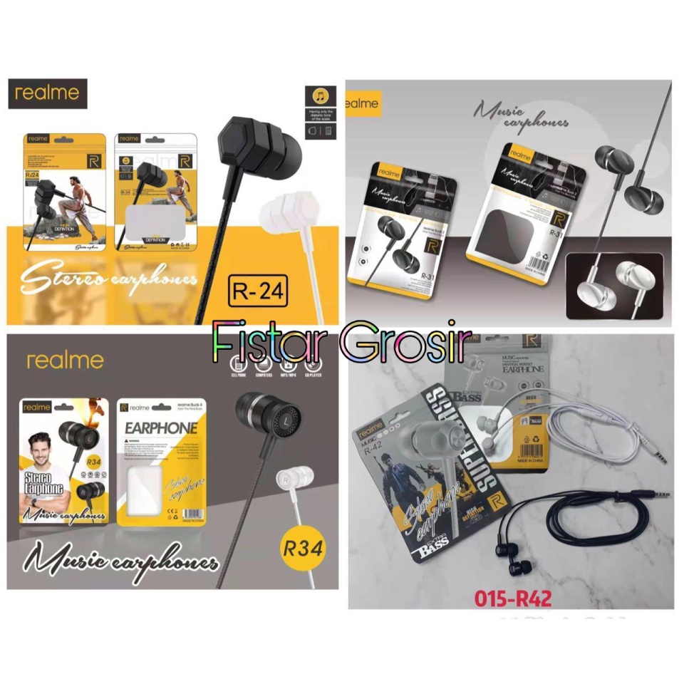 Hansfree + Mic Realme R-24 R-31 R-34 R-42 Headset Earphone Stereo