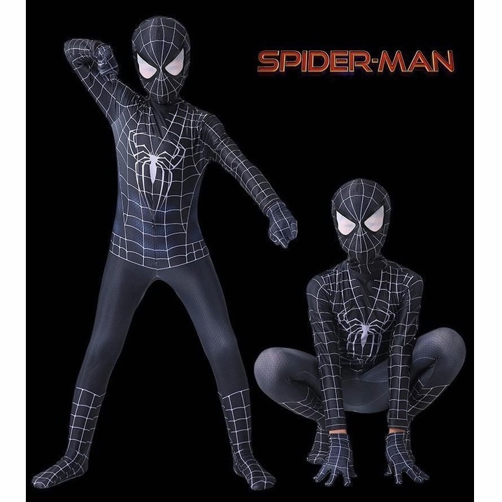 Voucher KOSTUM ANAK SPIDERMAN Baju Cosplay SUPERHERO Jumpsuit + Topeng