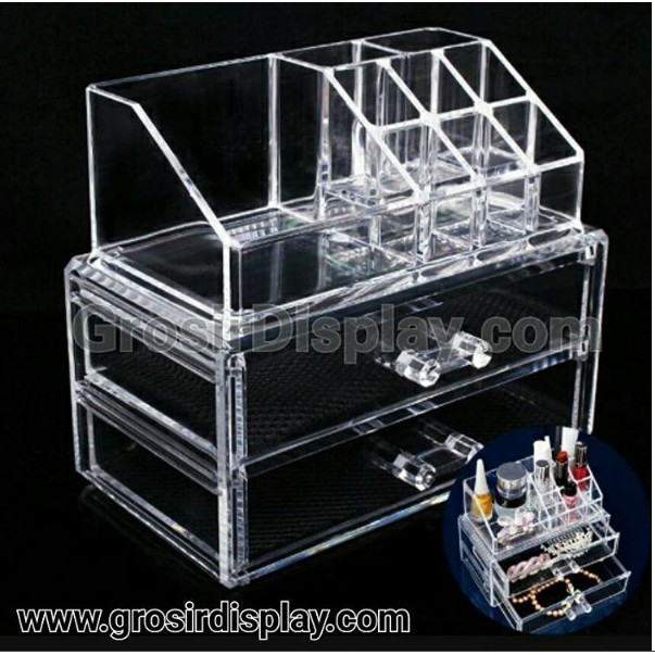 Display Akrilik Rak Kosmetik 3 Laci Tempat Lipstik Make up