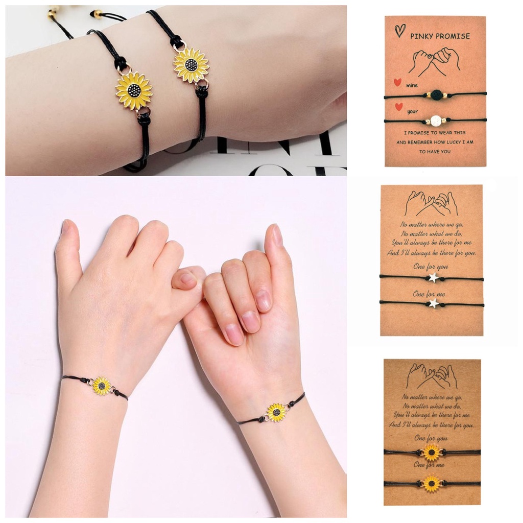 【Ready stock】COD☀️2 Pcs Gelang couple pasangan simple murah Tali Ersahabatan Anyaman Krisan Bunga Matahari Couple Bracelet Modis fashion murah COD