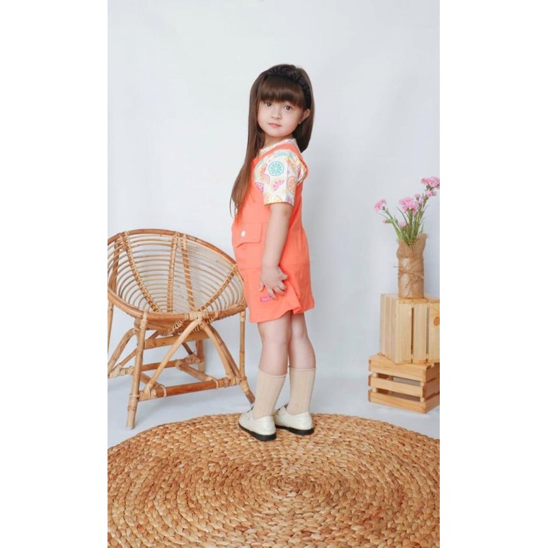 Flowkids Set Overall Anak Perempuan - Setelan Dress Dres Pendek Harian OverAll Usia 2 4 6 8 10 Tahun