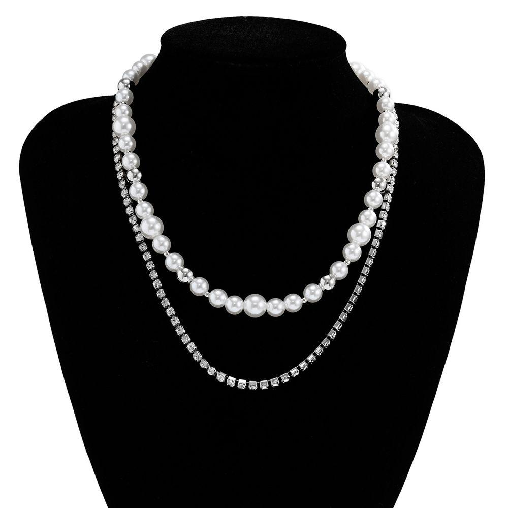 Mxbeauty Male Neckalce Elegan Vintage Mutiara Double-Layer Choker Beads Fashion Perhiasan