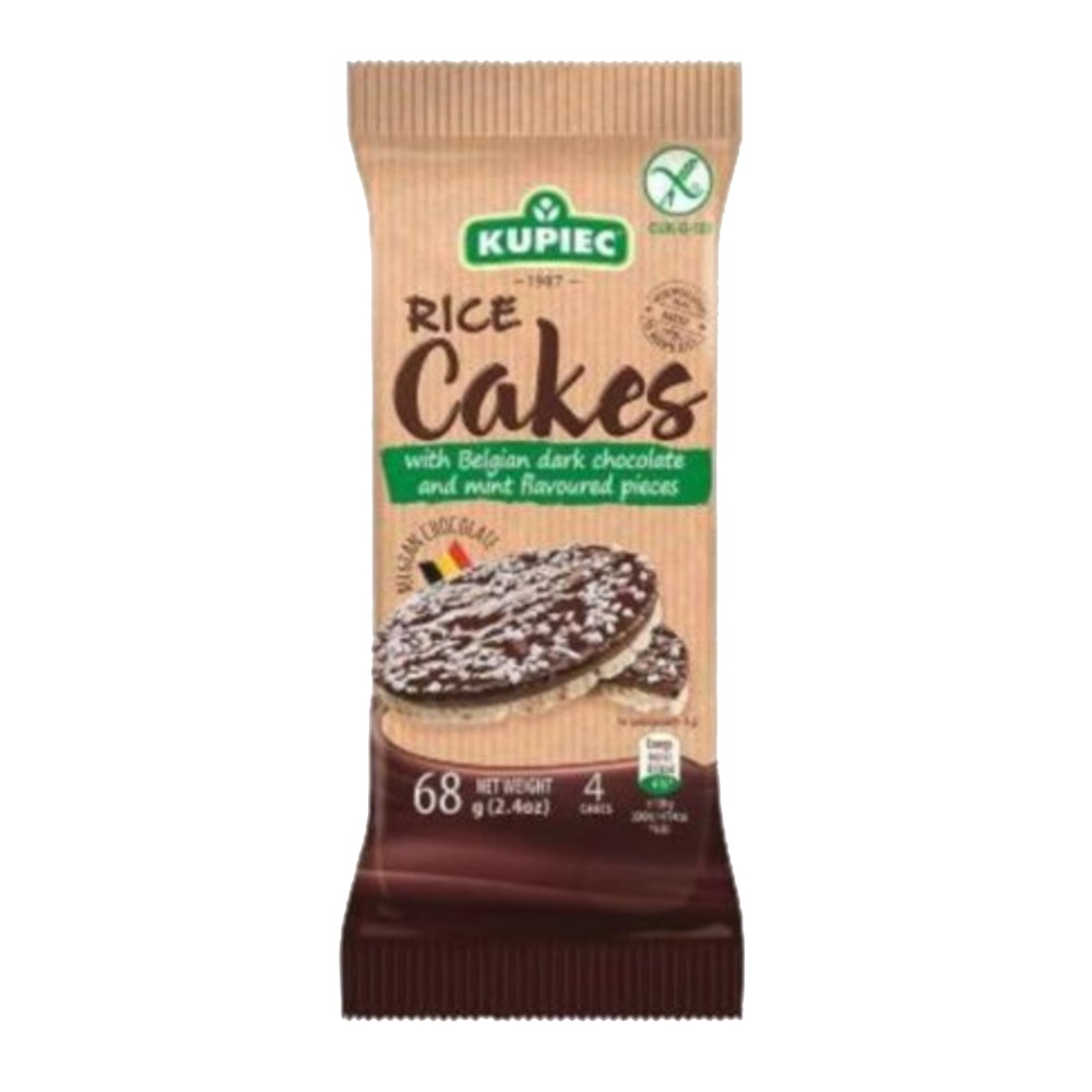 KUPIEC Rice Cakes with Belgian Dark Chocolate & Mint Flavoured [68 gr]