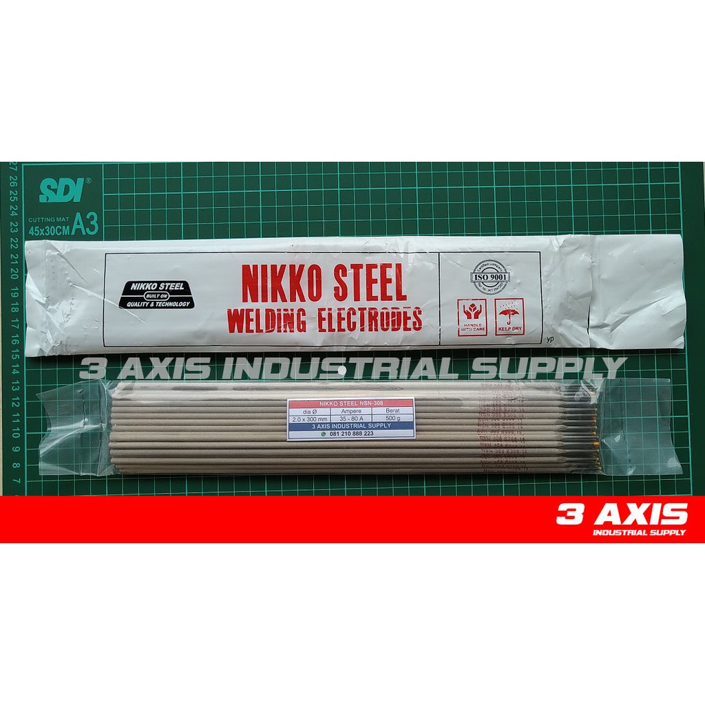 KAWAT LAS NIKKO STEEL NSN-308 2.0 X 300 Mm UNTUK LAS STAINLESS ECERAN 500 Gram