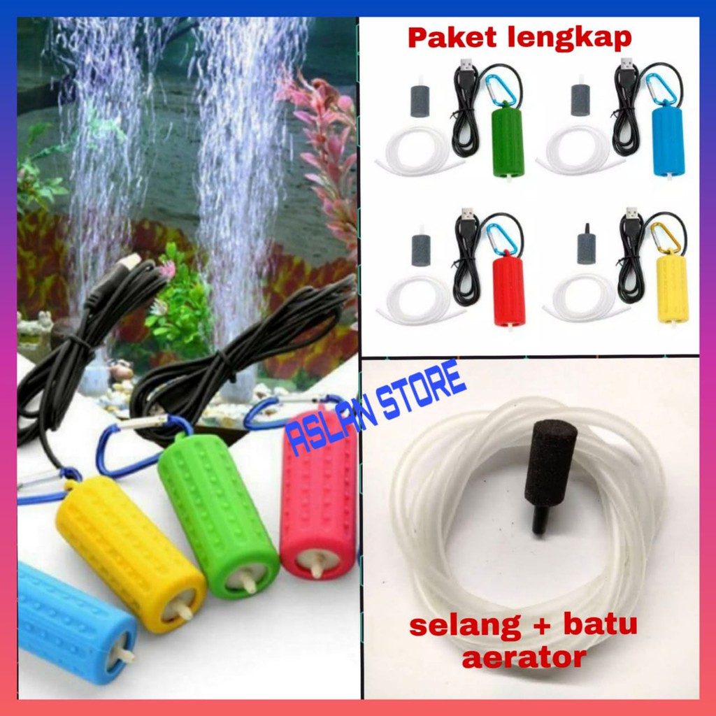 Airpump pompa oksigen ikan aquarium USB portable Aerator Pompa Udara USB DC Baterai powerbank