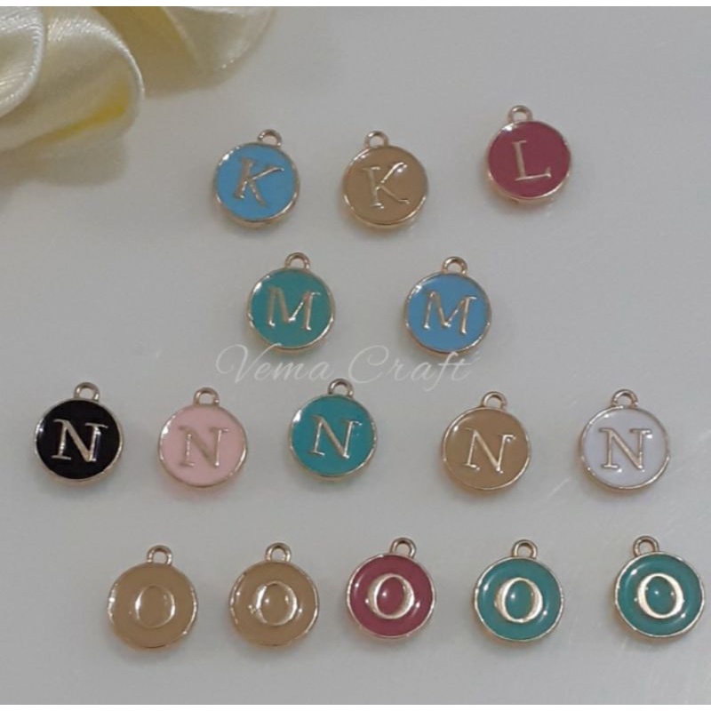 Charm Huruf (K L M N O) Liontin Huruf untuk Accessories Kalung Gelang Anting