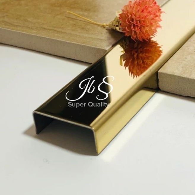 LIST U MIRROR GOLD 40X40X40X3.050MM T. 0.8MM STAINLESS STEEL 201