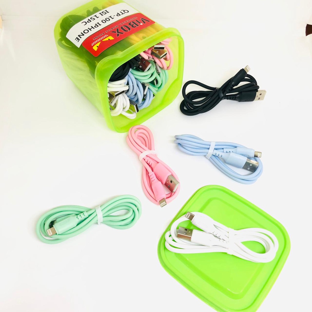 MINIGO {isi 15pcs} kabel data toples cantik Q-TOP100 TYPE-C / IPHONE 1meter original kabel charger for android smartphone