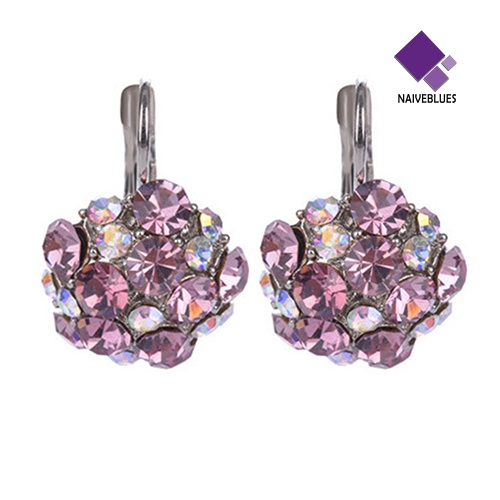 Anting Leverback Bentuk Bola Cubic Zirconia Warna-Warni Untuk Wanita