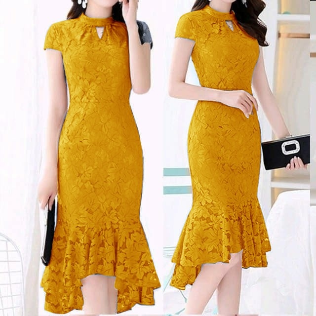 BISA COD - SHOPIA LACE DRESS BRUKAT WANITA mF / 3 UKURAN L XL XXL Dress Mermaid Shopia Lace