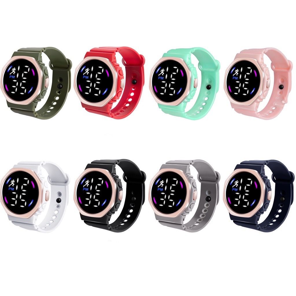 [PA] Jam Tangan LED CASE ROSE Digital Pria Wanita Rubber Electronic Fashion Model Smartwatch Couple Anak Remaja Import Premium RM004