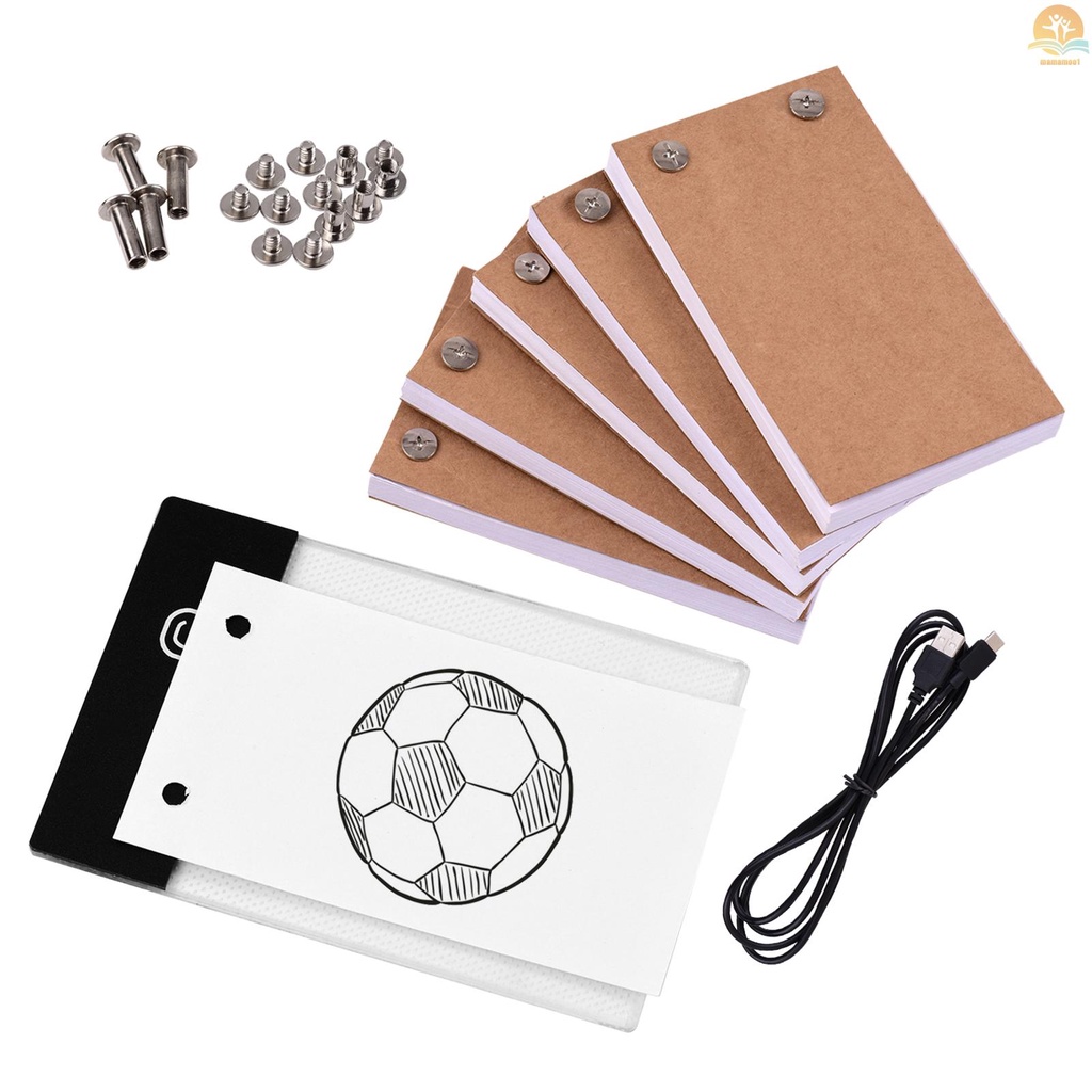 Flip Book Kit with Light Pad LED Light Box Tablet 300 Sheets Drawing Paper Flipbook with Binding Screws for Drawing Tracing Animation Sketching Cartoon Creation