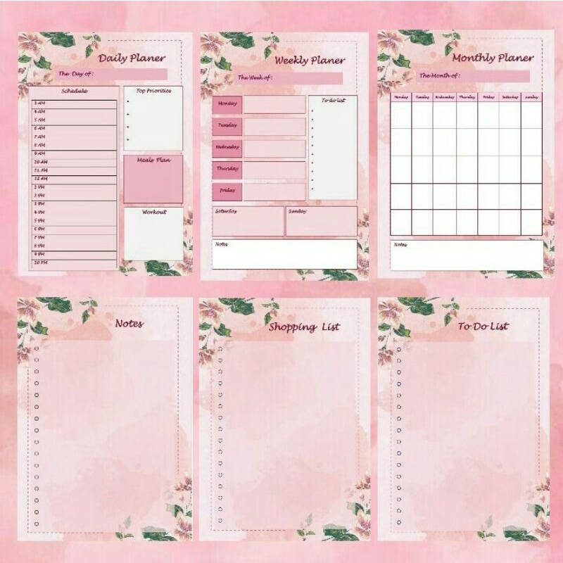 

Monthly Planer Flowers Kit Binder Bullet Journal
