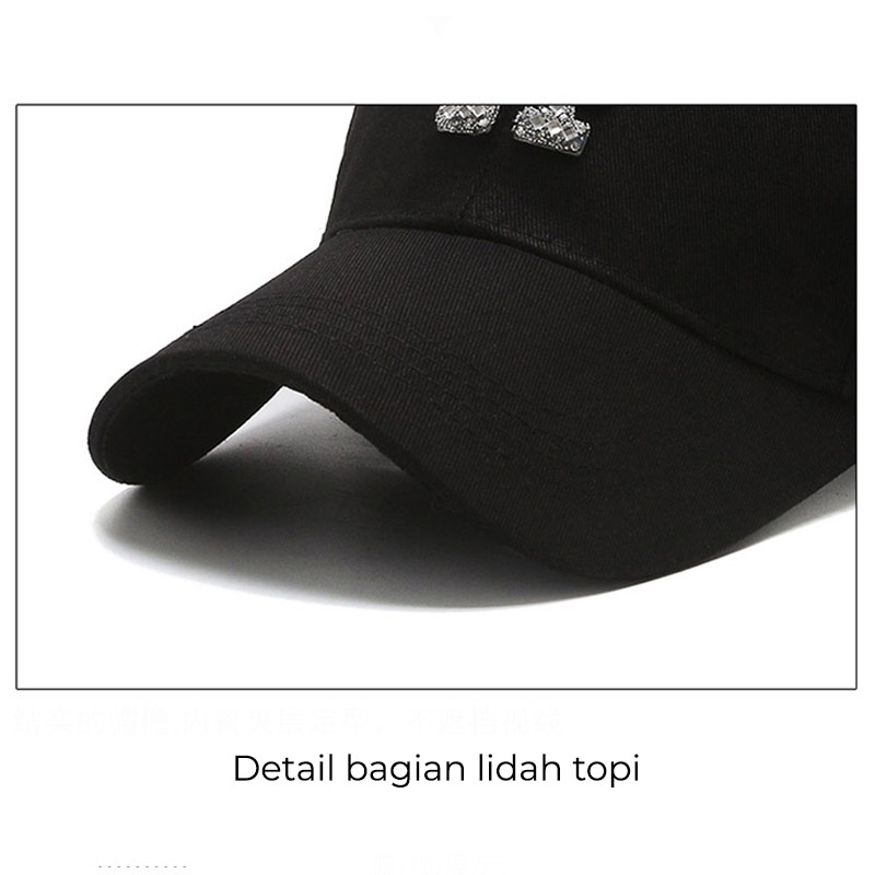 Topi Pria Wanita Baseball Korea Cap Model LA Kristal Fashion Olahraga BSAB