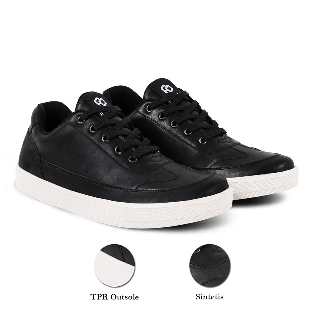 Sepatu Sneakers Pria Terbaru H 3543 Brand Hertz Sepatu Kets Kuliah Sekolah Kerja Hangout Murah Berkualitas Warna Hitam