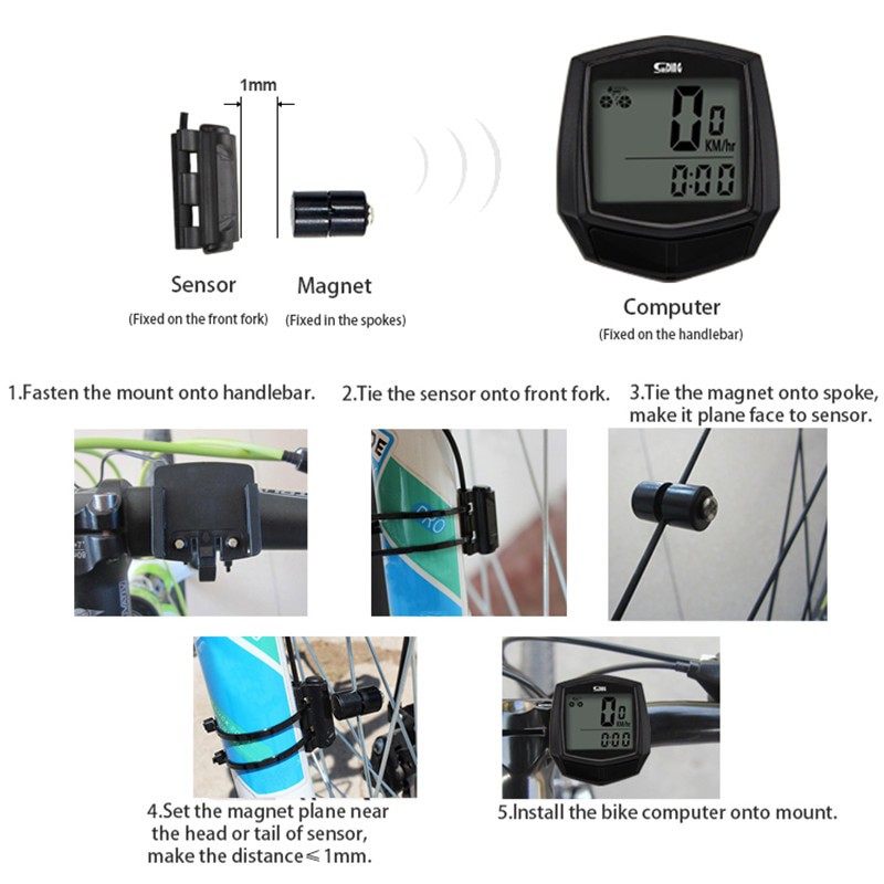 SUNDING Odometer Speedometer Monitor Sepeda - SD-581 - Black