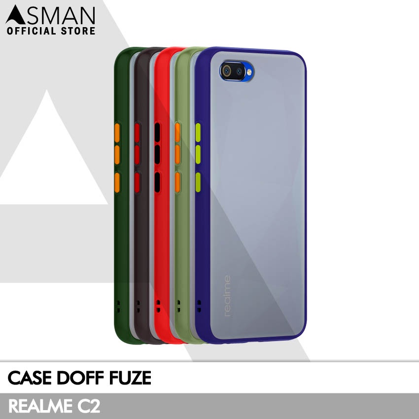 Asman Case Realme C2 Doff Fuze Premium Shield Protector