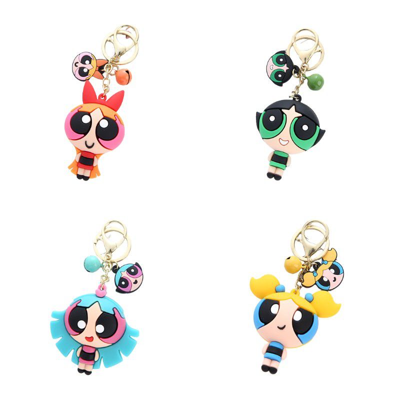 Classic Anime Cartoon Powerpuff Girls Butterfly Keychain Men's And Women's Popular Pendants Small Ornaments Exquisite Cute Gifts